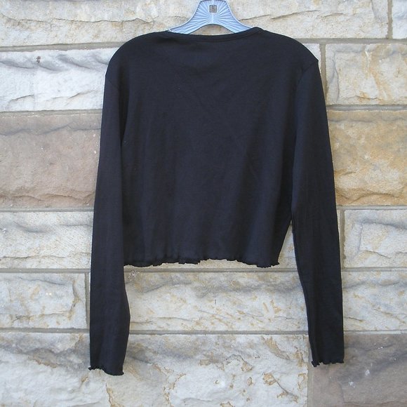 Bongo Black Cropped Long Sleeve Cat Shirt Size LG Junior - Picture 3 of 12